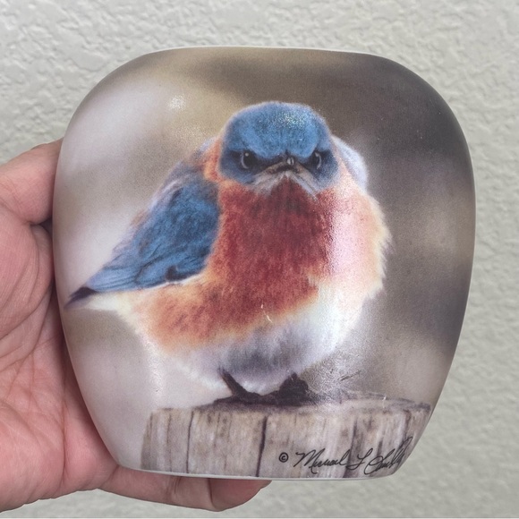 Vintage 70s EKLUND’S Ltd Michael L. Smith “The Mad Bluebird” 4.5” Porcelain Vase - Picture 4 of 15
